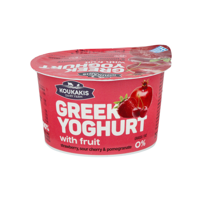 Greek yogurt 0% 150g strawberry/cherry/pomegranate