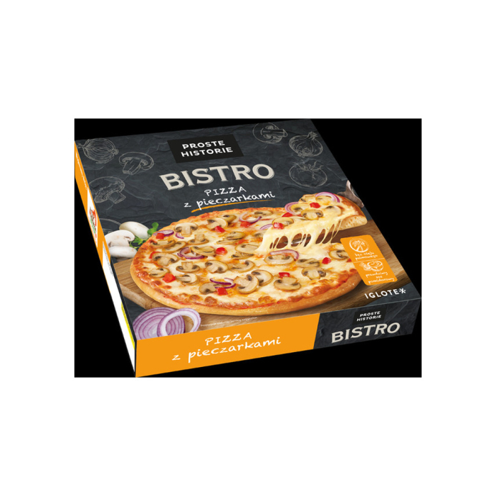 Frozen pizza with mushrooms