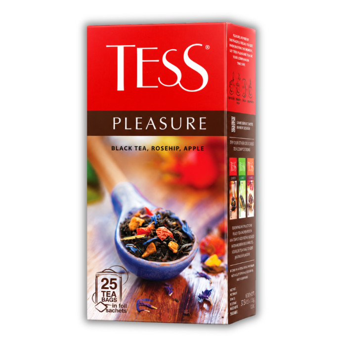 Tess Pleasure black tea with wild rose and apple 25 bags