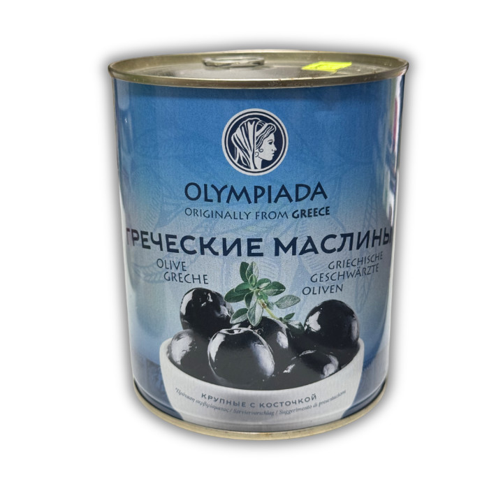Large Greek black olives with pit Olympiada 820 grams
