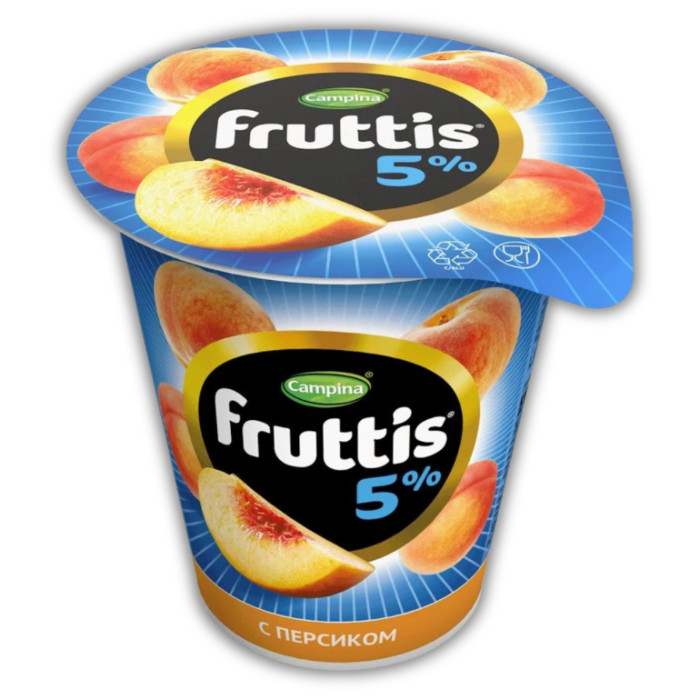 Fruttis yogurt product creamy dessert peach flavor 5% 290 grams