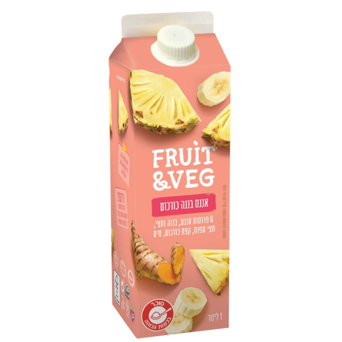 Сок Fruit&Veg ананас, банан и куркума 1 л