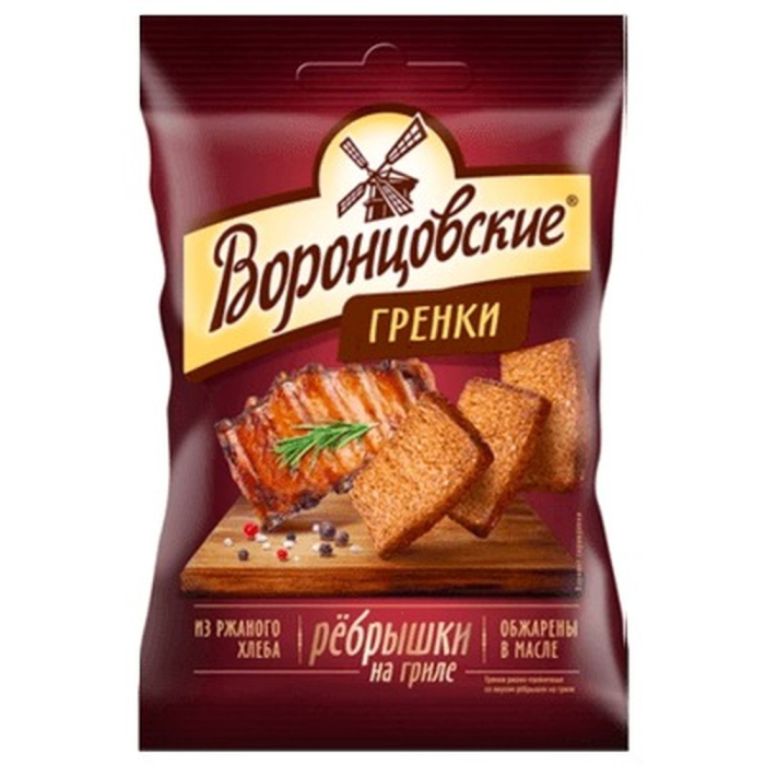 Гренки ржаные Воронцовские со вкусом рёбрышек на гриле 60 г