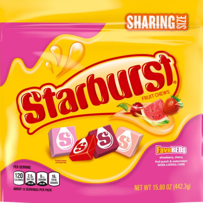 STARBURST FaveReds Жевательные конфеты ко Дню святого Валентина, упаковка для дележа