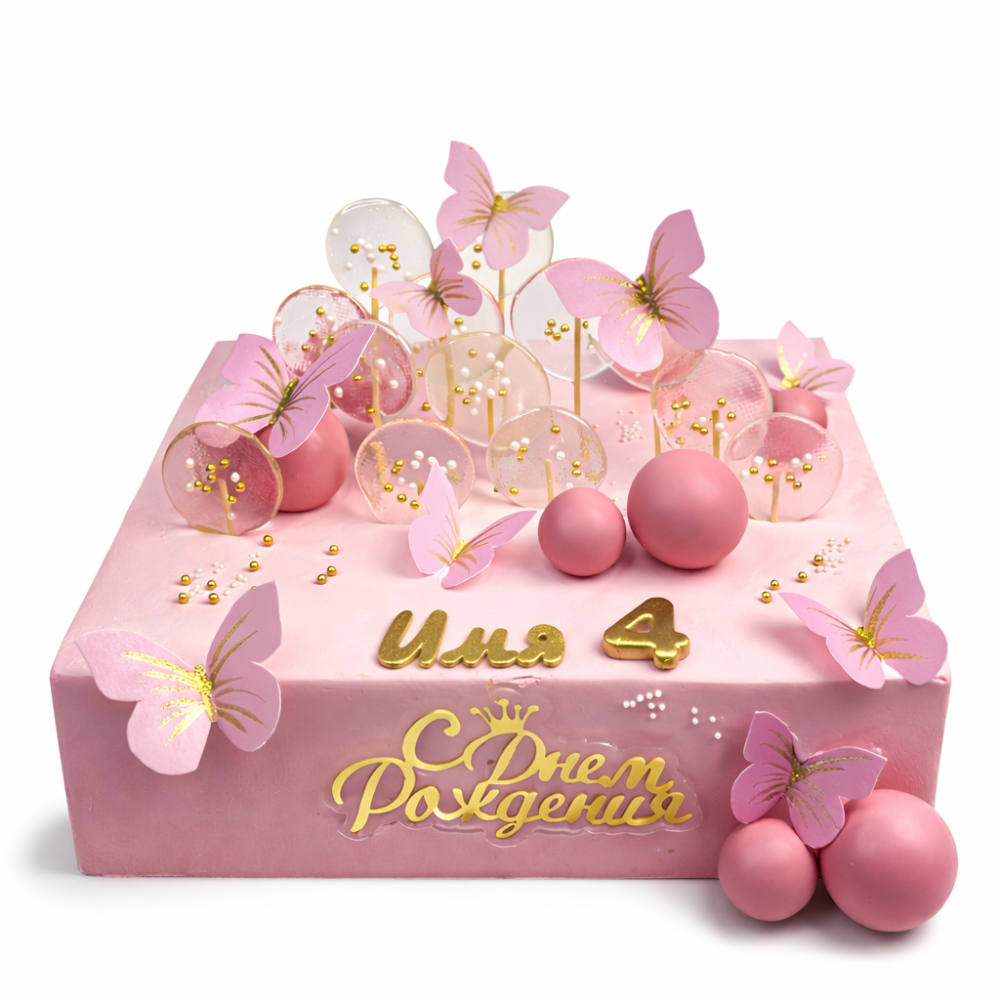 Торт прямоугольный розовый