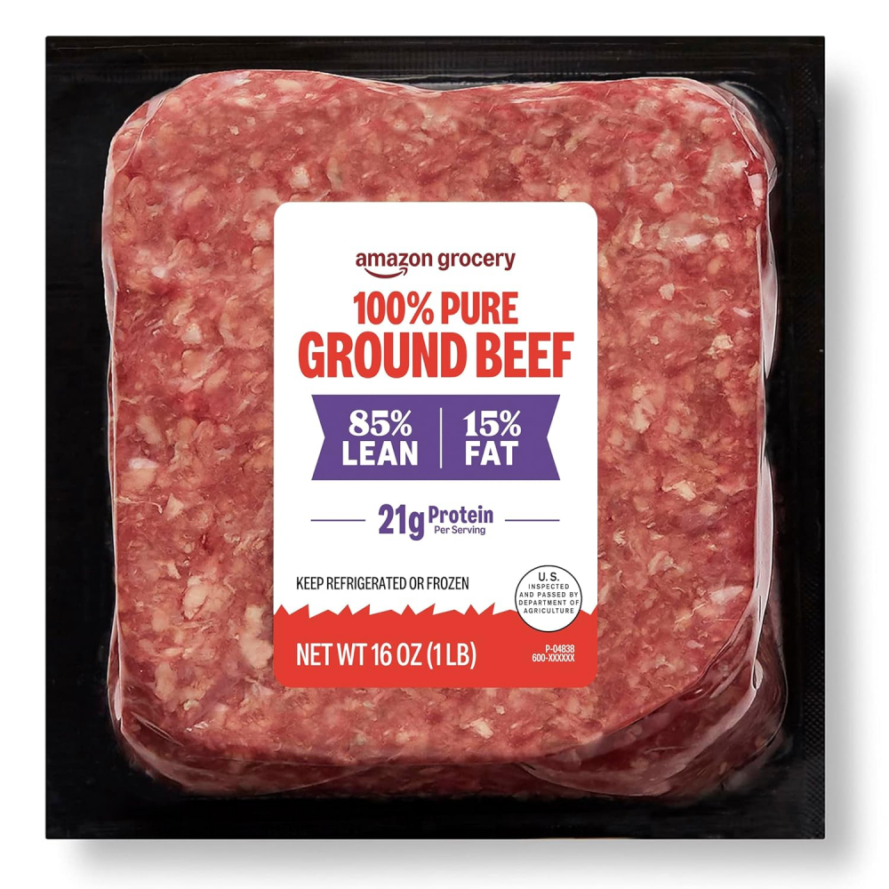 Amazon Grocery, Ground Beef, 85% Lean/15% Fat, 1 kg (Previously Fresh Brand, Packaging May Vary)