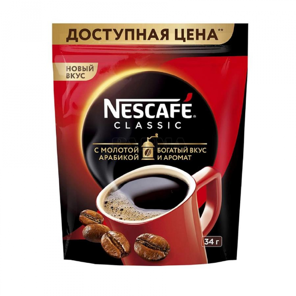 Кофе NESCAFE CLASSIC Молотая Арабика 34гр М/у