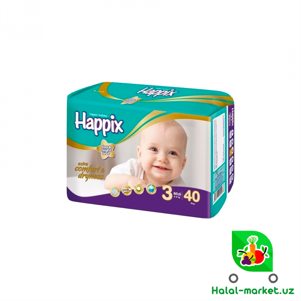 Подгузники HAPPIX TWIN MIDI 3Х40