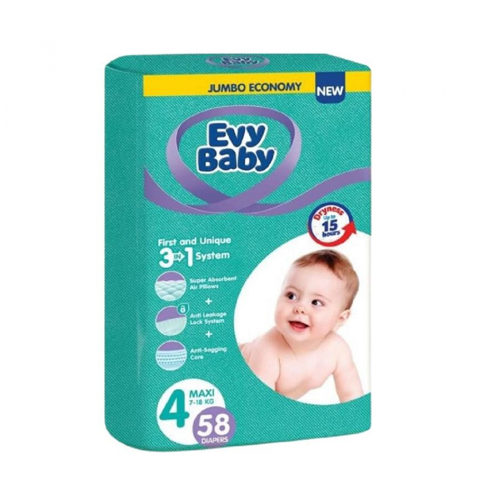 Подгузники EVY BABY Maxi 4 (58шт)
