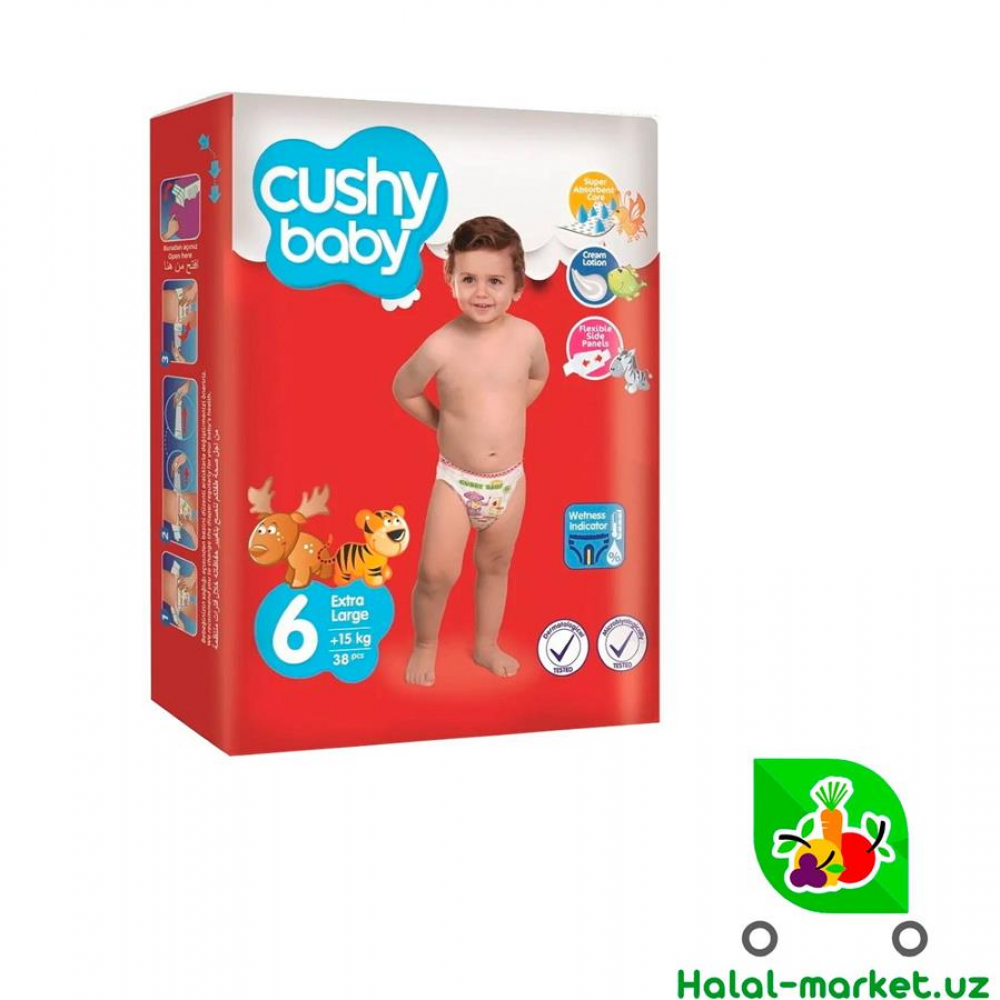 Подгузники CUSHY BABY 6 LARGE (38шт)