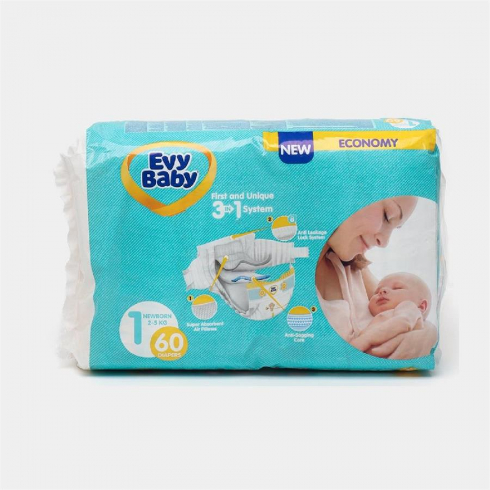 Подгузники EVY BABY 1 (60шт)