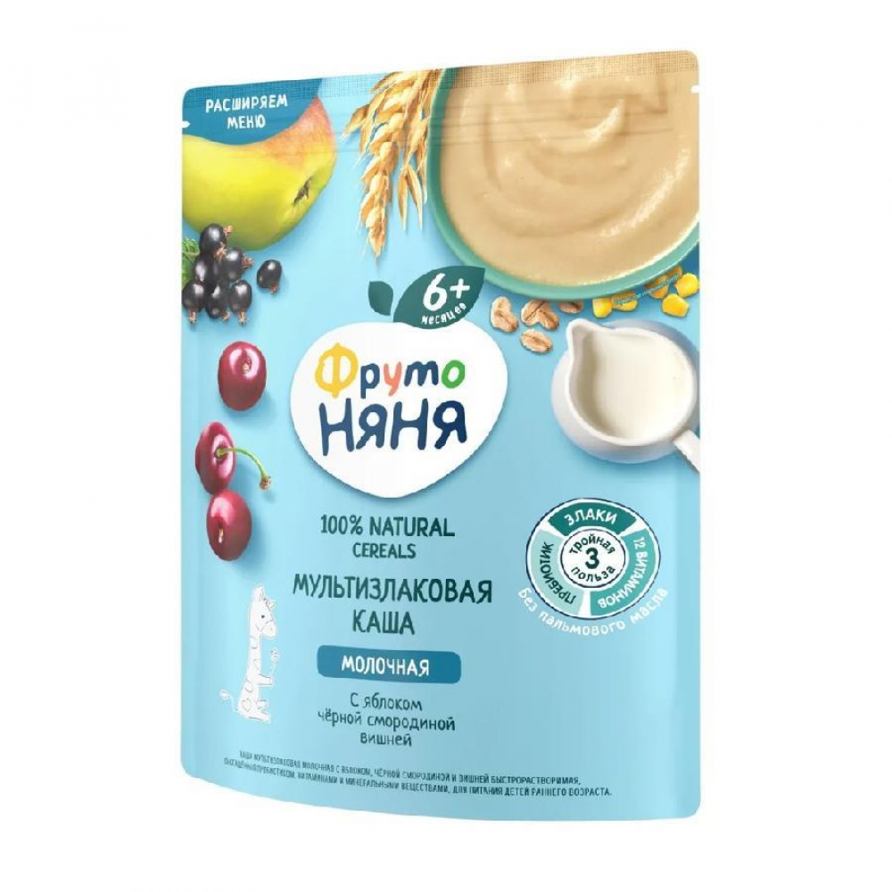 Каша Мультизлаковая ФРУТО НЯНЯ Яблоко,Черная Смородина,Вишня 200гр