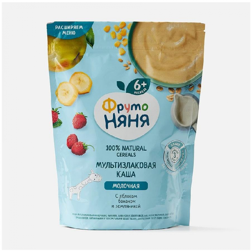 Каша ФРУТО НЯНЯ Мультизлаковая с кусочками фруктов 200гр