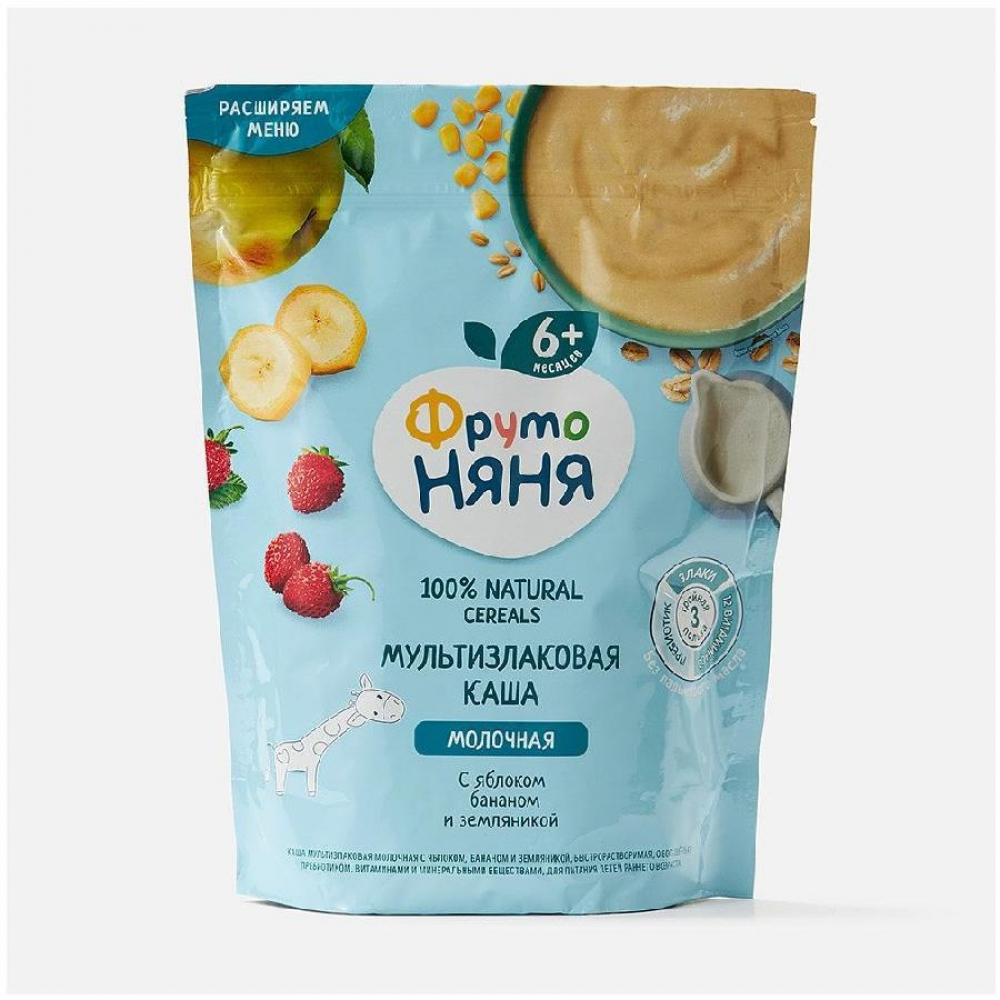 Каша ФРУТО НЯНЯ Мультизлаковая блоко,Банан,Земляника 200гр