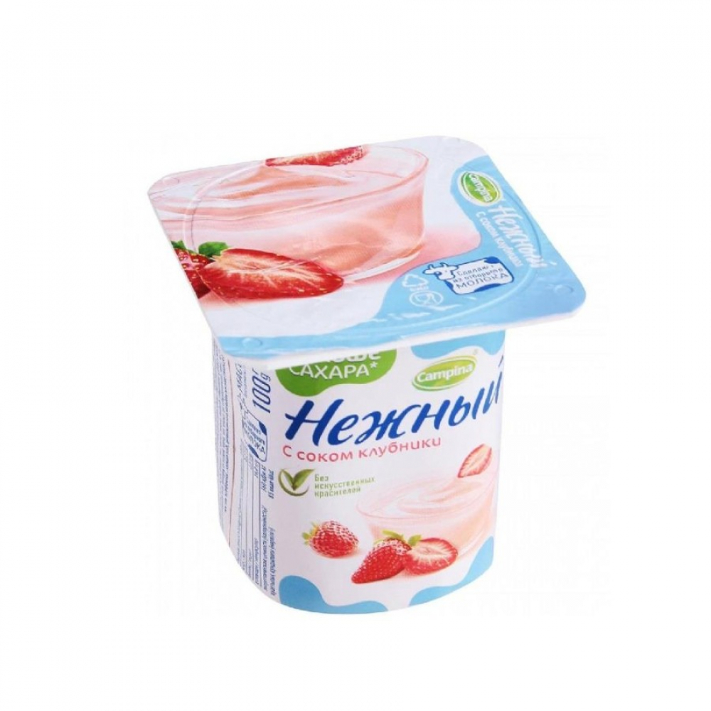 Йогурт НЕЖНЫЙ Клубника 100гр