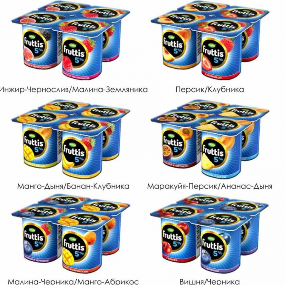 Йогурт FRUTTIS 5% ассортимент 100гр