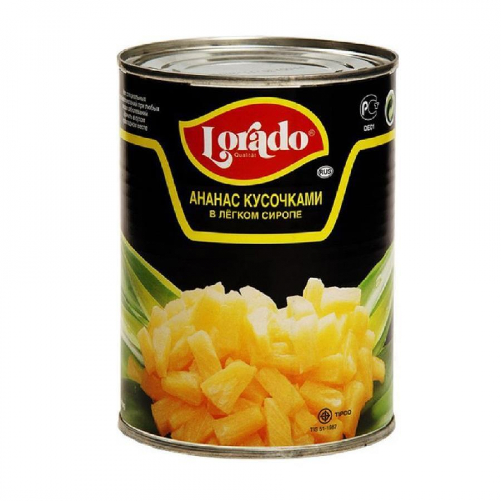 Ananas bo'laklari yengil siropda 580ml