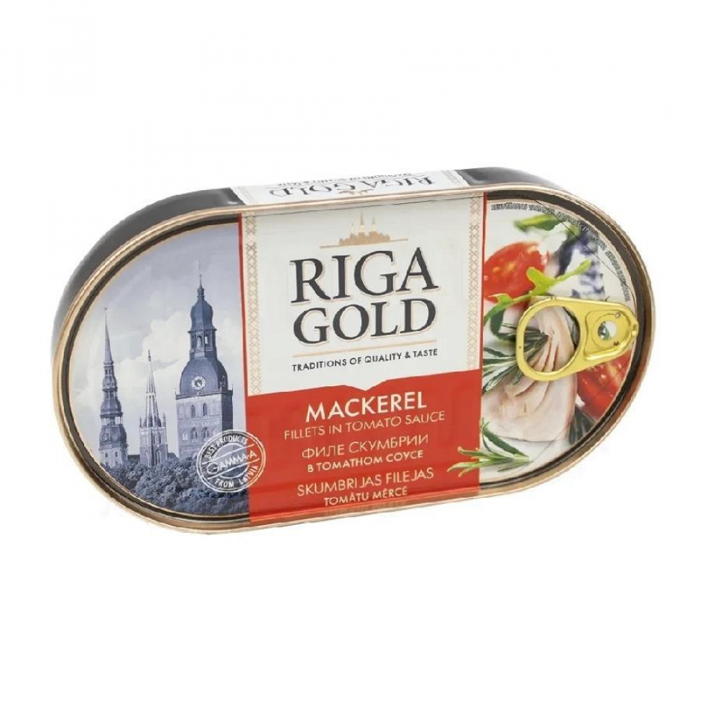 Скумбрия филе в томатном соусе RIGA GOLD 190гр (ключ)