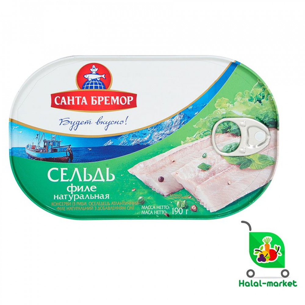 Сельдь филе натуральный Санта Бремор 175гр