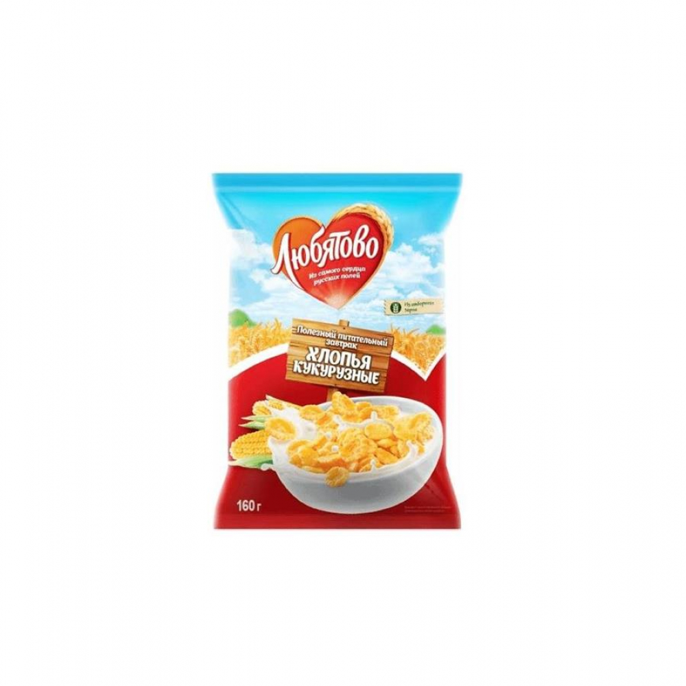 Хлопья ЛЮБЯТОВО кукурузные 160г