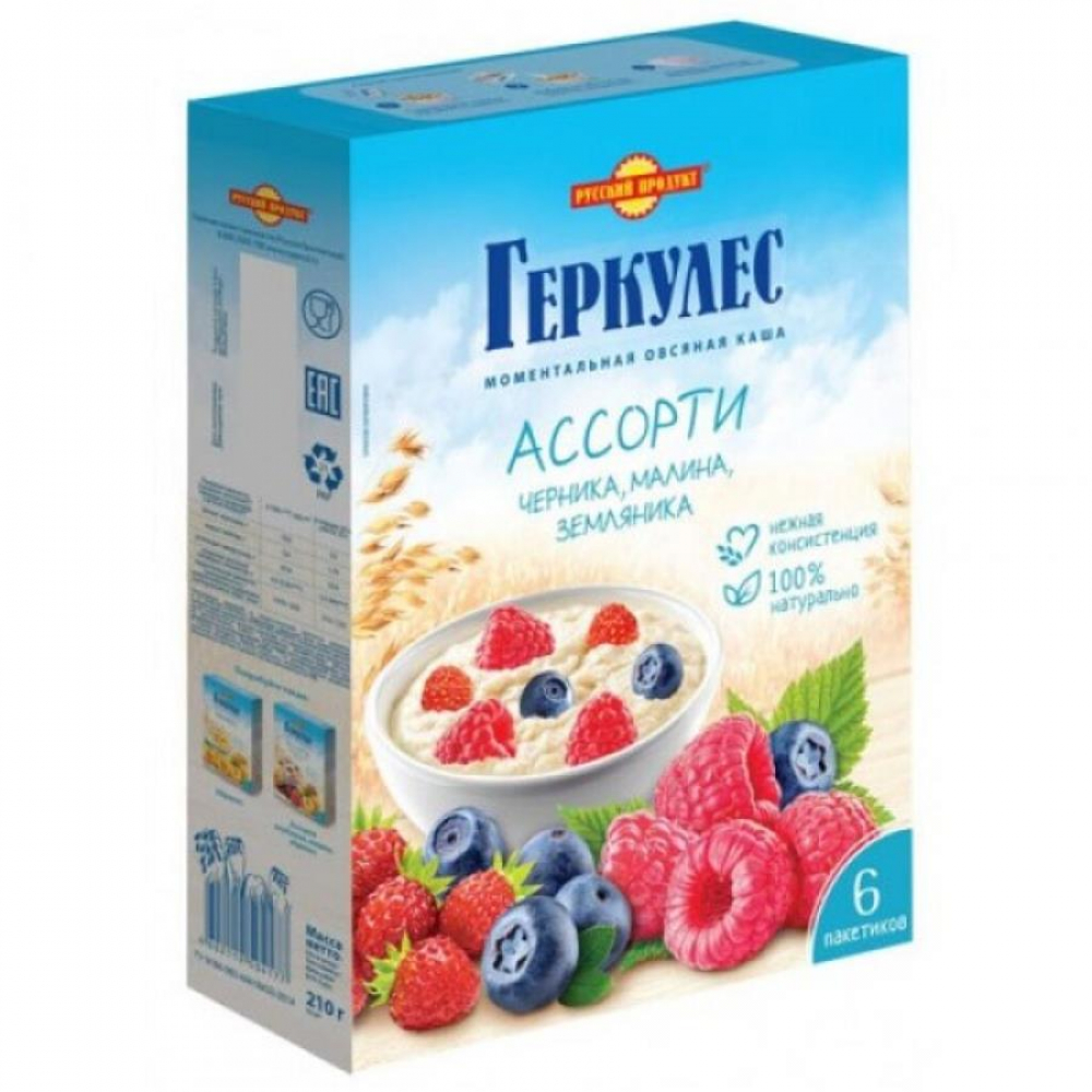 Каша РУССКИЙ ПРОДУКТ Малина-Черника-Земляника 6 пак 210гр