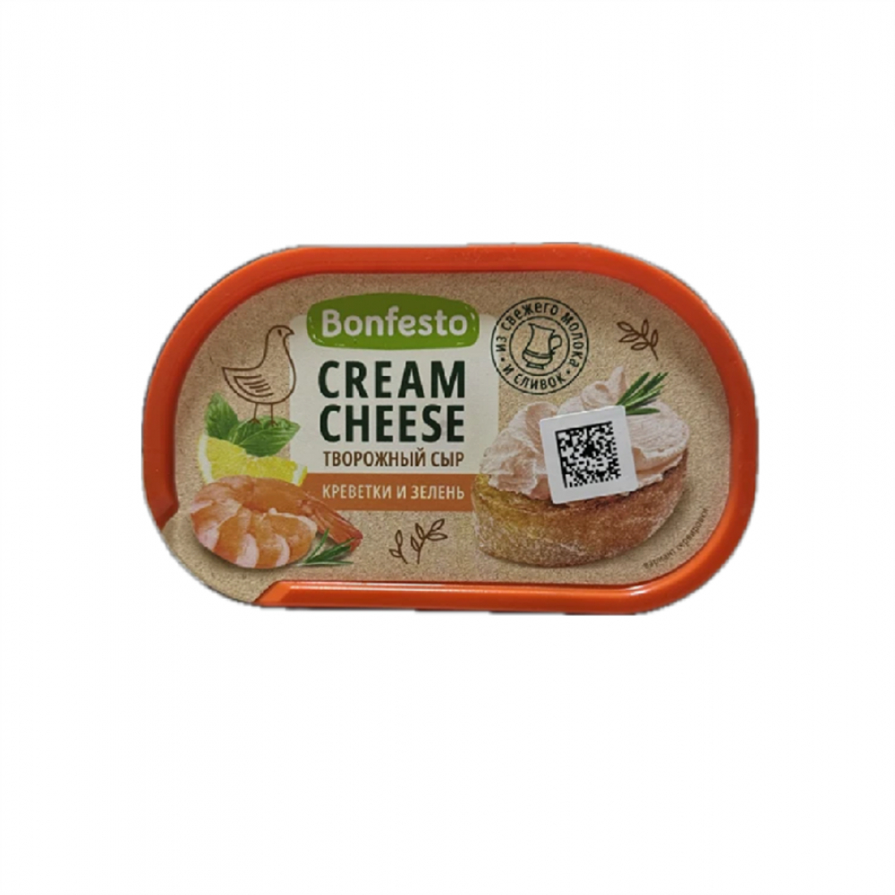 Плавленый сыр CREAM CHEESE Креветки Зелень 140гр