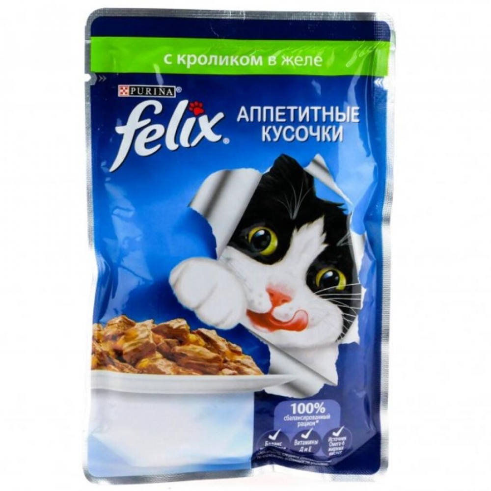 Корм FELIX С Кролик в желе 85гр