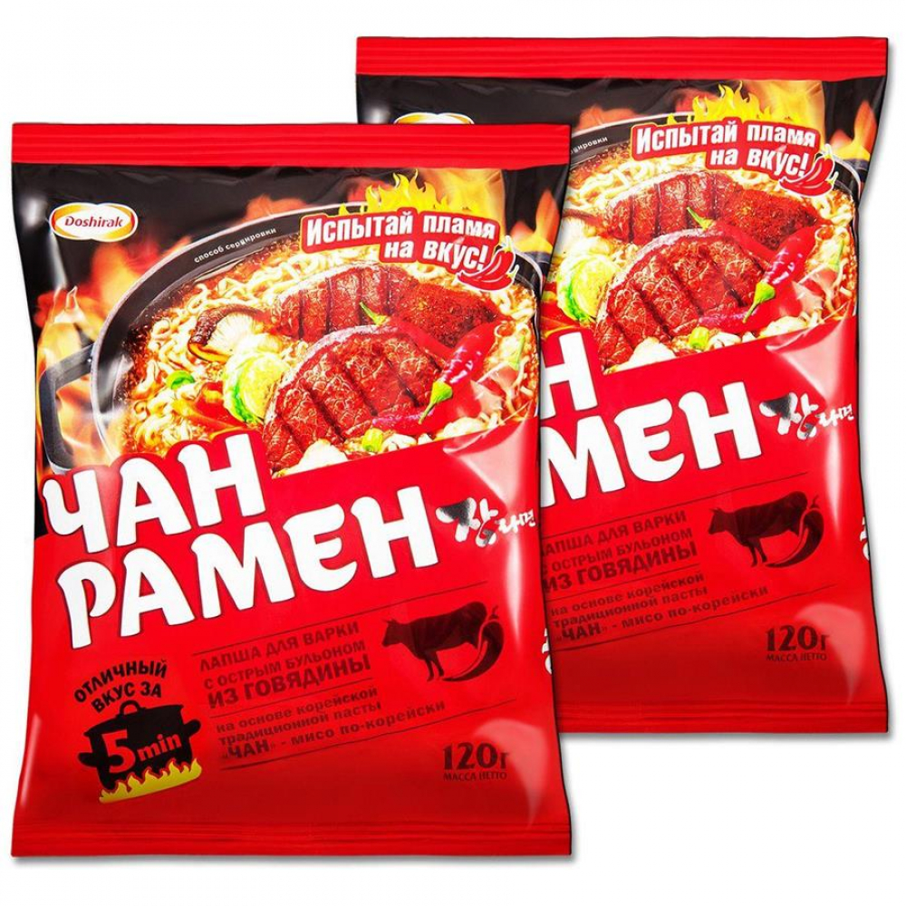 Трад.корейская лапша Чан Рамен Говяжий Острый 120гр