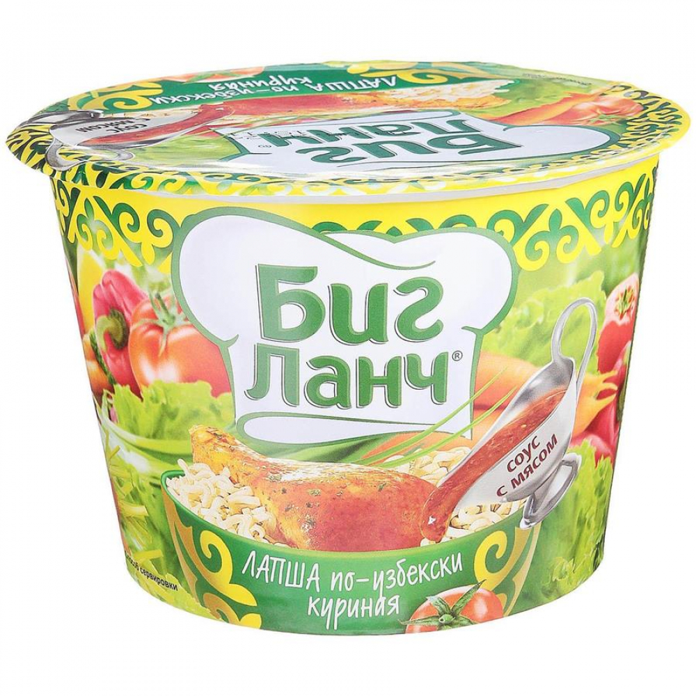 Лапша Биг Ланч Куриный по-Узбекски Стакан 90гр
