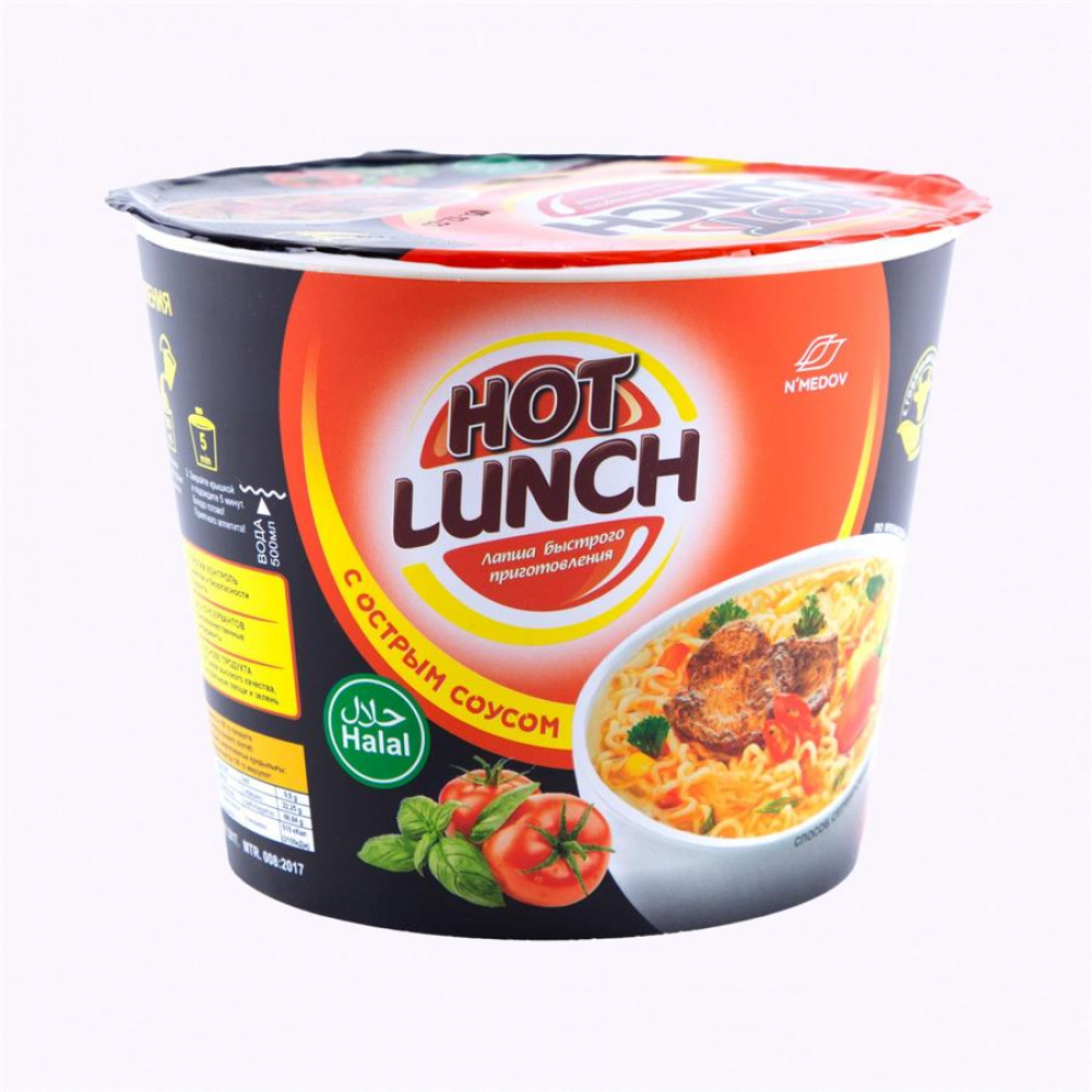 Лапша HOT LUNCH С соусом острый 90гр (стакан)