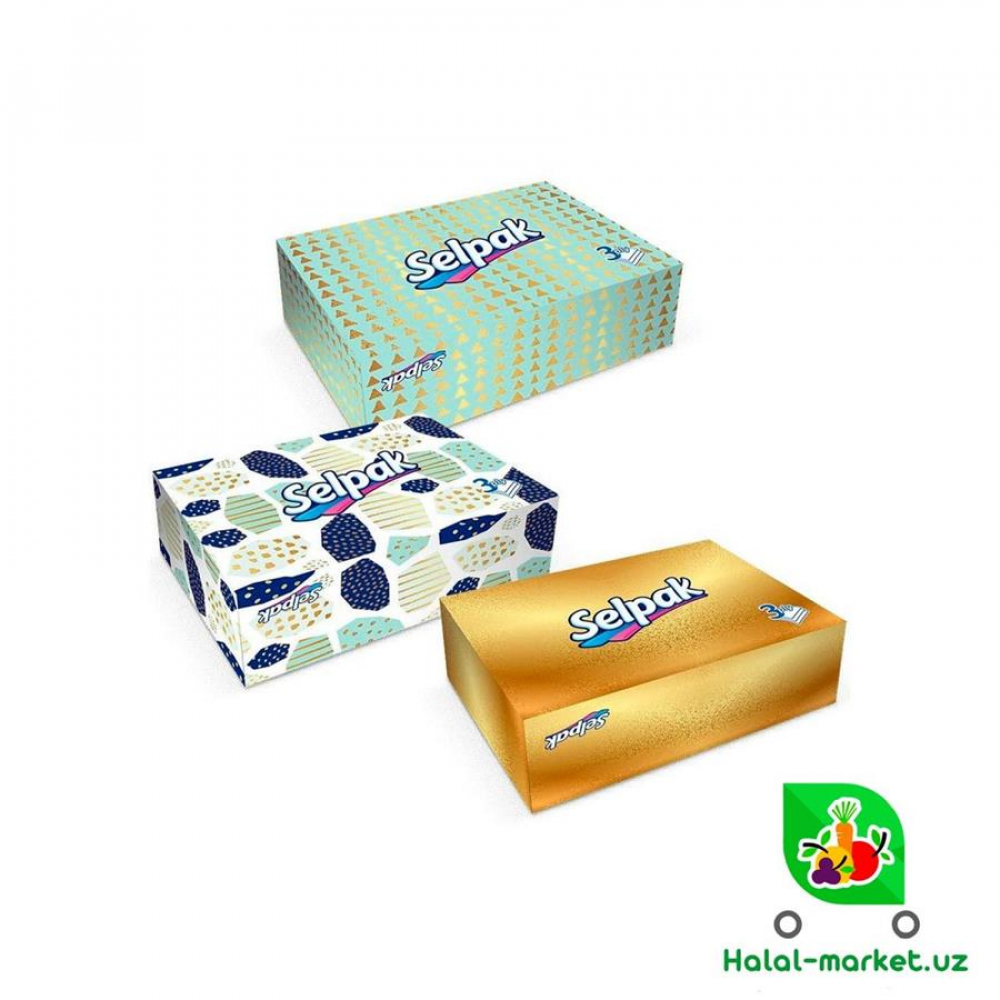 Сухие салфетки SELPAK в коробке 50шт