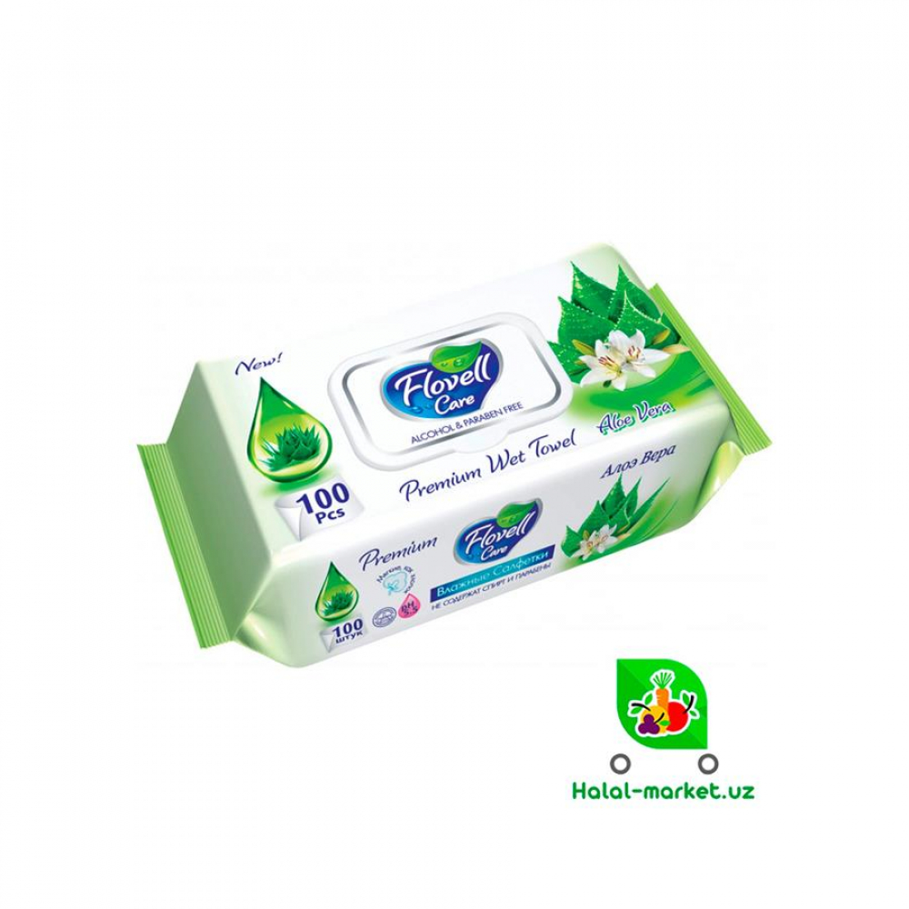 Влажные салфетки FLOVELL CARE Антибактериальные 100шт