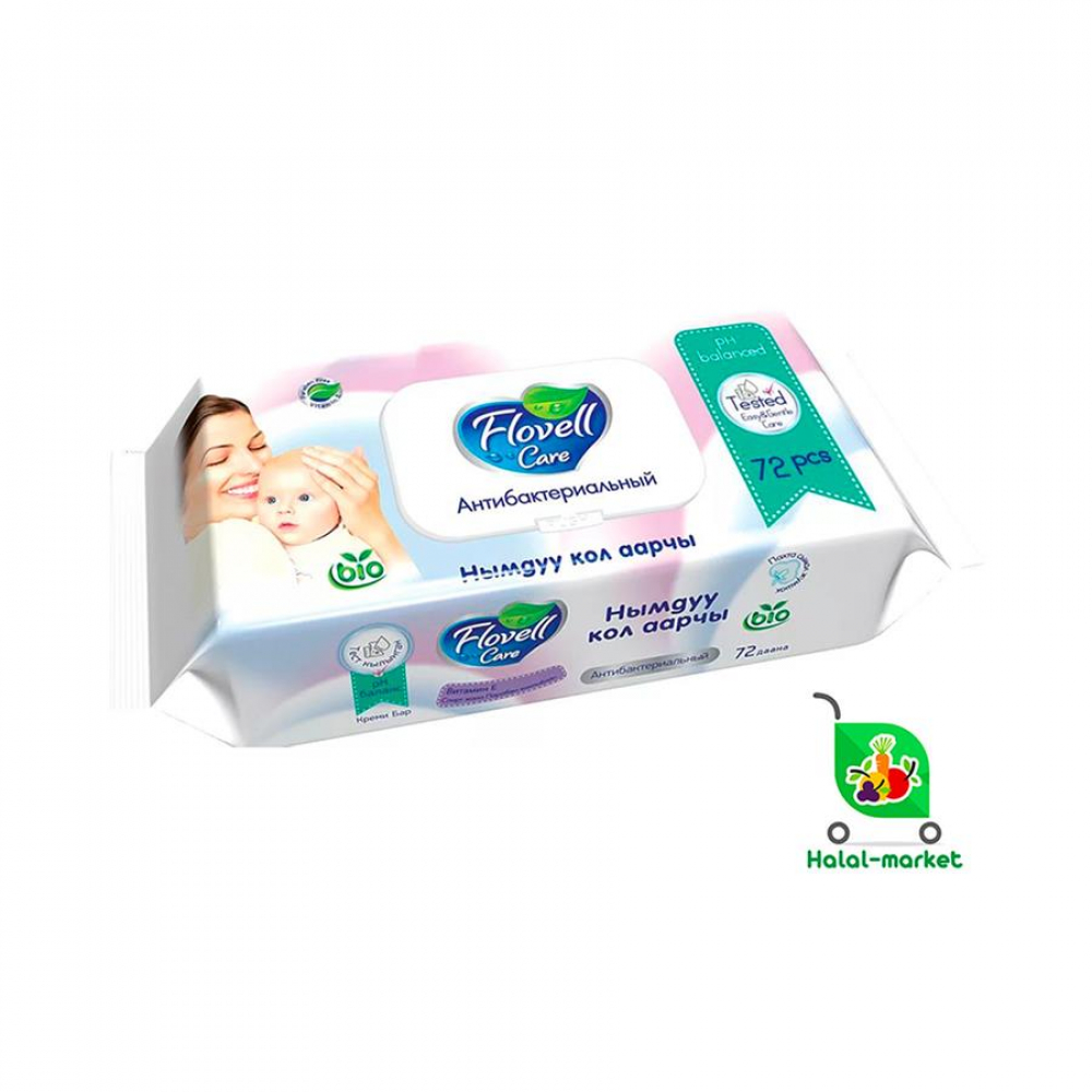 Влажные салфетки FLOVELL CARE 72шт