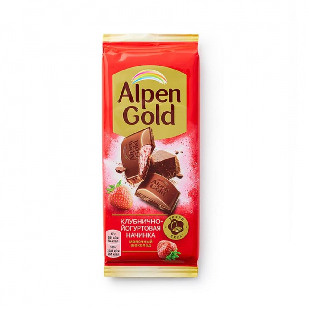 Шоколад ALPEN GOLD Клубично-йогуртовая начинка 85гр
